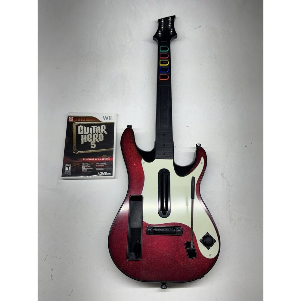 Guitar Hero Band Hero Wii Guitar Controller 95911.805 Red + Guitar Hero 5 Game